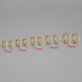 2 ΤΕΜ Σκουλαρίκια από ανοξείδωτο ατσάλι Minimal Hoop Κρυστάλλινο Ζιργκόν Μικρό Huggie Thin Cartilage Earring Helix Tragus Piercing Jewelry