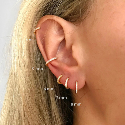 2 DB rozsdamentes acél minimális karikás fülbevaló kristály cirkónia kis Huggie vékony porcos fülbevaló Helix Tragus piercing ékszer