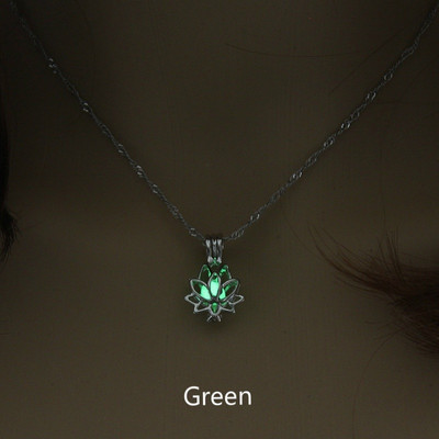 Šviečiantis tamsoje mėnulis Lotoso žiedo formos pakabukas nakties karoliai moterims jogos maldos budizmo tuščiaviduriai