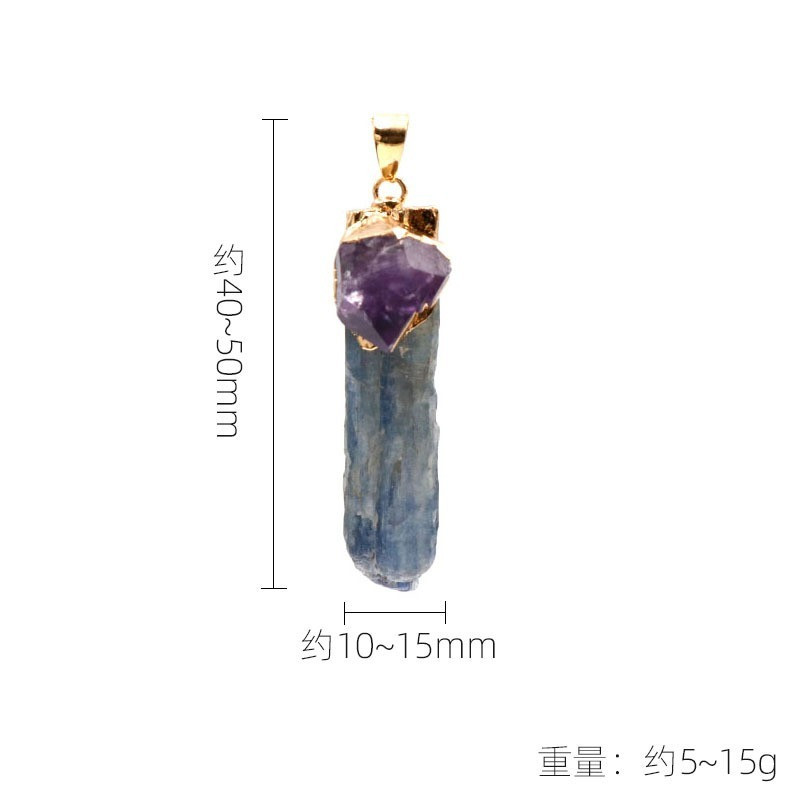 Natūralus Bluestone pakabukas Bluestone su ametisto karoliais netaisyklingas Bluestone mėlynas krištolo karoliai Kristalai ir gydomieji akmenys