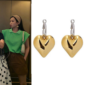 2023 Chic Heart Huggie Hoop Earrings Асиметрични големи обеци за жени Нови златни цветни модни бижута Подарък за момиче
