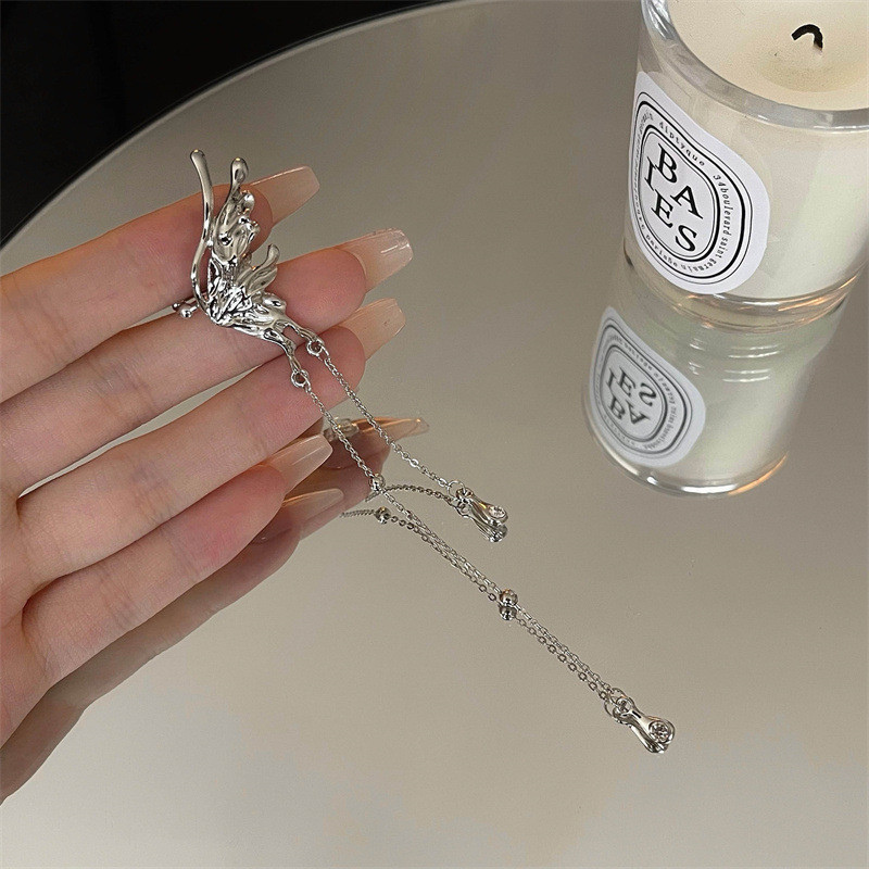 Y2K fėjos drugelio kuto ausų segtukai Angelo ausies kaulo segtukas Auskaras Elf Moteriška skylutė rankogaliai kabantys auskarai Madingi papuošalai