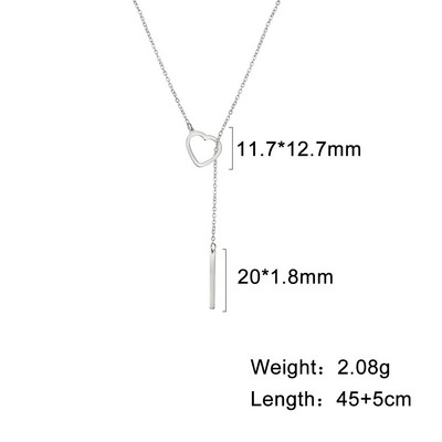 Amaxer moterims ilgos grandinės pakabukas karoliai kūrybingi širdies formos nerūdijančio plieno aukso spalvos papuošalai