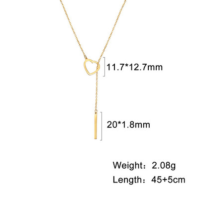 Amaxer moterims ilgos grandinės pakabukas karoliai kūrybingi širdies formos nerūdijančio plieno aukso spalvos papuošalai