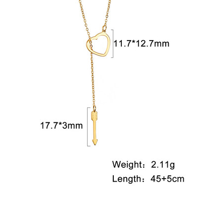 Amaxer moterims ilgos grandinės pakabukas karoliai kūrybingi širdies formos nerūdijančio plieno aukso spalvos papuošalai