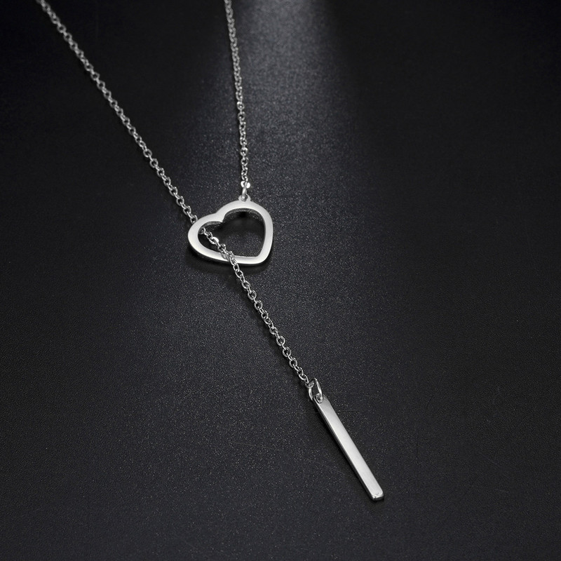 Amaxer moterims ilgos grandinės pakabukas karoliai kūrybingi širdies formos nerūdijančio plieno aukso spalvos papuošalai