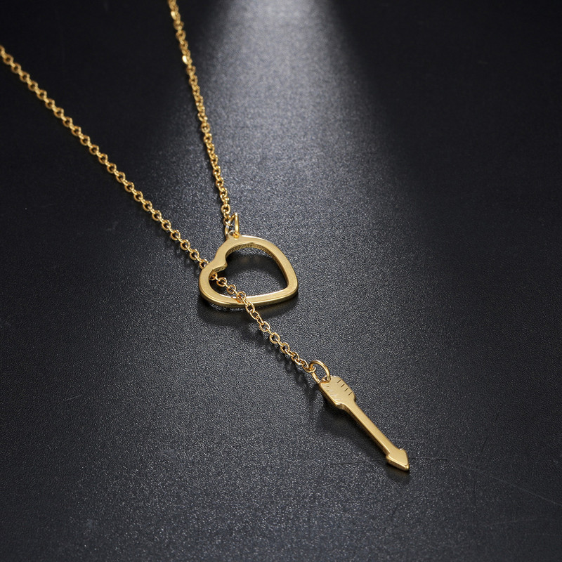Amaxer moterims ilgos grandinės pakabukas karoliai kūrybingi širdies formos nerūdijančio plieno aukso spalvos papuošalai