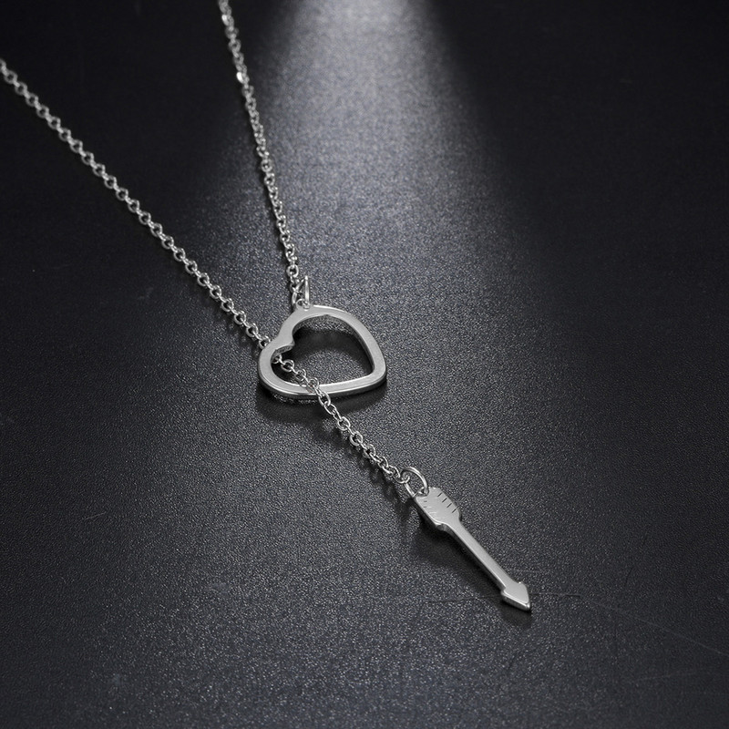 Amaxer moterims ilgos grandinės pakabukas karoliai kūrybingi širdies formos nerūdijančio plieno aukso spalvos papuošalai