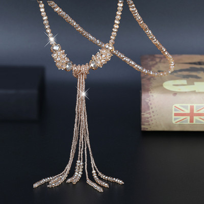Korea täisklaasist kristallist kampsunist ketiga pikk tutiga kaelakee naistele tüdrukutele BlingBling trendikad ehted