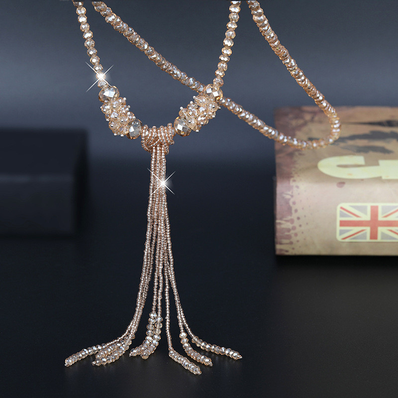 Korea täisklaasist kristallist kampsunist ketiga pikk tutiga kaelakee naistele tüdrukutele BlingBling trendikad ehted