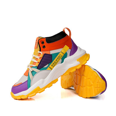 Μόδα Άνοιξη πολύχρωμα Splicing Ανδρικά Casual Παπούτσια Ανδρικά αθλητικά παπούτσια με κίτρινο πάτο Άνετο δέρμα Ανδρικά επώνυμα παπούτσια Zapatos Hombre