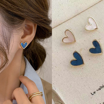 Χαριτωμένα κορεατικά σκουλαρίκια Heart Bling Zircon Stone Rose Gold Color Stud σκουλαρίκι για γυναίκες Μόδα κοσμήματα 2021 Νέο δώρο