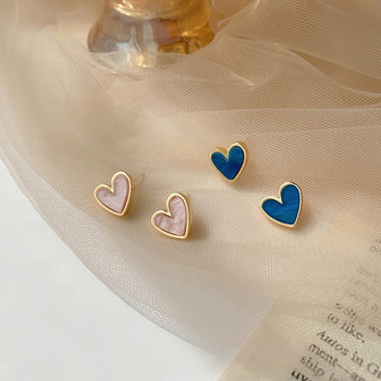 Χαριτωμένα κορεατικά σκουλαρίκια Heart Bling Zircon Stone Rose Gold Color Stud σκουλαρίκι για γυναίκες Μόδα κοσμήματα 2021 Νέο δώρο