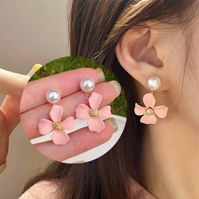 Saldi eleganti kontrasta ziedu pilienu auskari sievietēm auskari rotaslietas auskari vintage franču vienkārši daudzpusīgi ziedi auskari