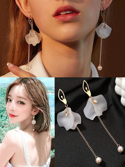 Saldi eleganti kontrasta ziedu pilienu auskari sievietēm auskari rotaslietas auskari vintage franču vienkārši daudzpusīgi ziedi auskari