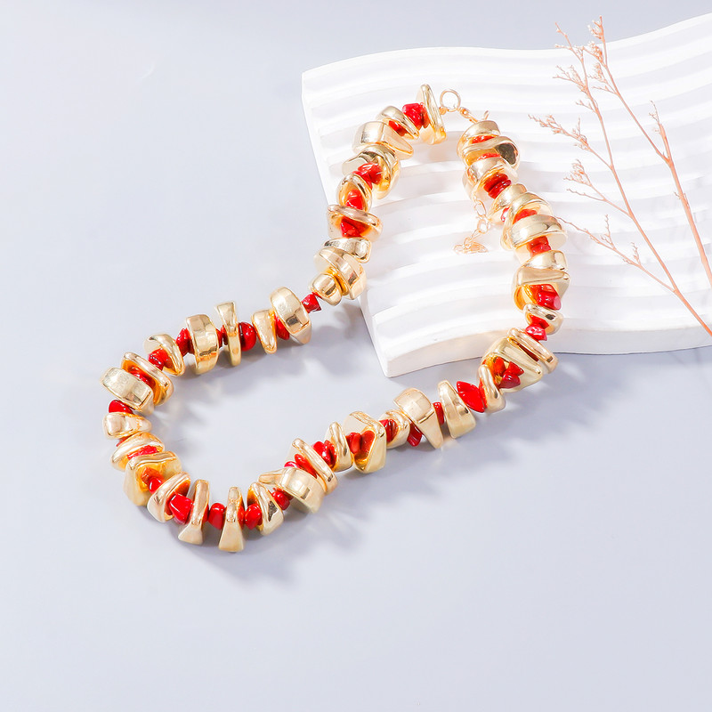 ZAA Vintage zelta akrila akmens starplikas krelles ķēdes kaklarota sievietēm brīvdienu ballīšu rotaslietas 2024. gada tendence Jaunums