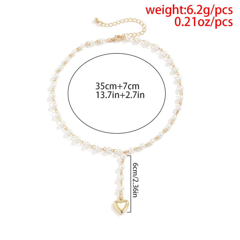 Vintage, lihtne metallist südameripatsiga kaelakee, naiste 2022. aasta uued pärlitest pärlitega kaelakeed, tüdrukute võluv moepulmaehted