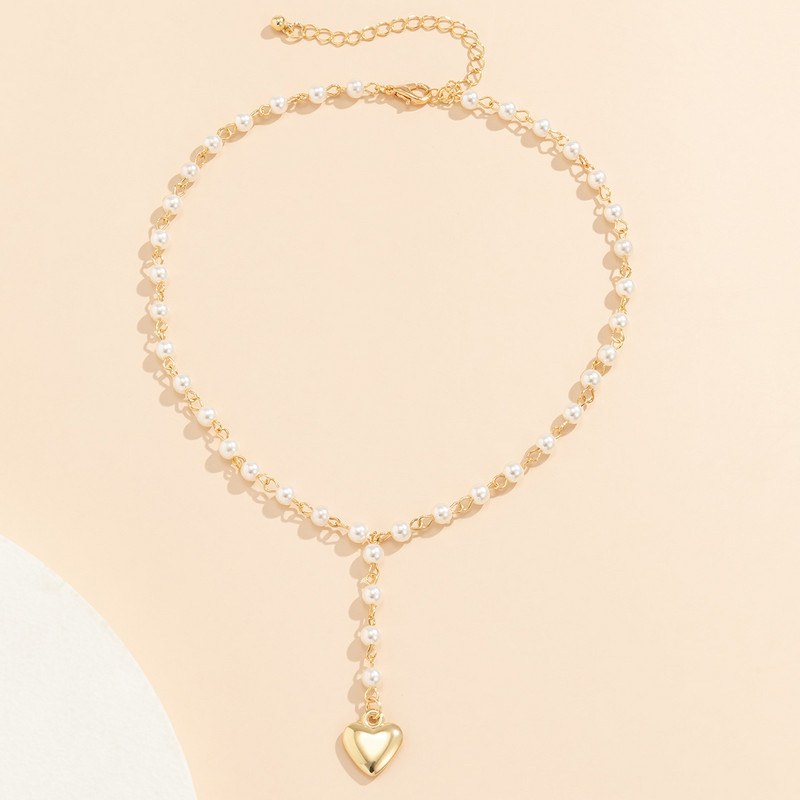 Vintage, lihtne metallist südameripatsiga kaelakee, naiste 2022. aasta uued pärlitest pärlitega kaelakeed, tüdrukute võluv moepulmaehted