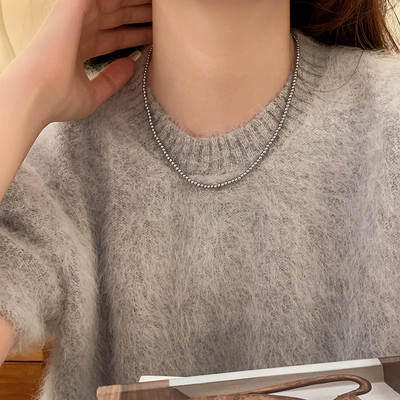 Gaiši grezns, elegants nišas dizains pelēks imitācijas pērļu džemperis ķēdes kaklarota modes sieviešu metāla rotaslietas aksesuāri