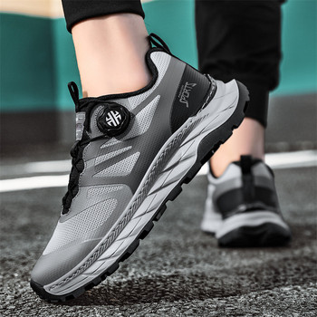 Нови спортни обувки за ходене Маратонки Мъжки въртящи се автоматични катарама Дишащи ежедневни мрежести обувки Мъжки удобни маратонки за бягане