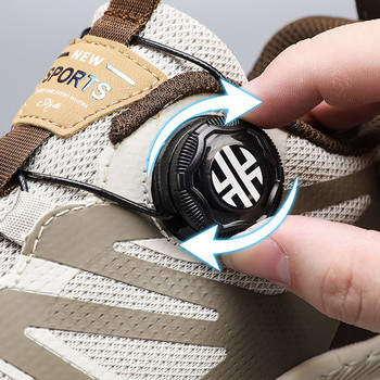 Нови спортни обувки за ходене Маратонки Мъжки въртящи се автоматични катарама Дишащи ежедневни мрежести обувки Мъжки удобни маратонки за бягане
