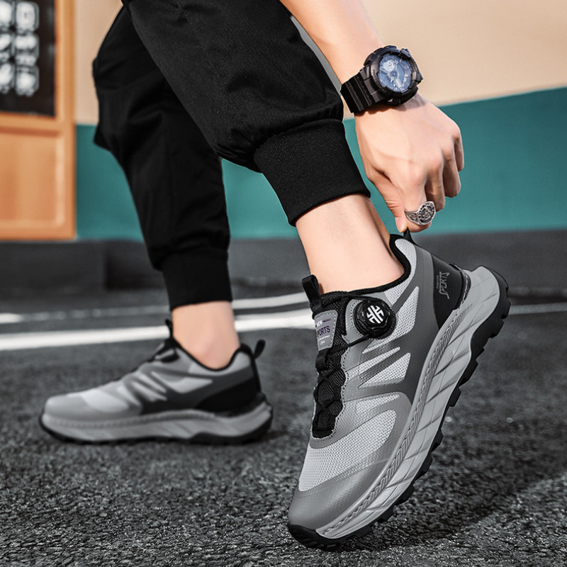 Jauni sporta apavi pastaigu apavi Vīriešu čības ar grozāmu, automātisku sprādzi, elpojošu, ikdienas sieta apavi vīriešiem, ērtas skriešanas kedas