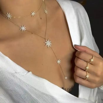 Νέα άφιξη Sparking Star Charm Shape Y Long Lariat Link Chain κολιέ για σέξι γυναίκες Χρυσό χρώμα Μόδα κοσμήματα για δώρα γάμου