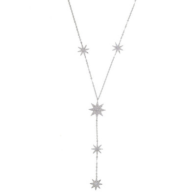 Jaunas Sparking Star Charm Y formas garas Lariat Link ķēdes kaklarotas seksīgām sievietēm zelta krāsā Modes kāzu rotaslietas dāvanas