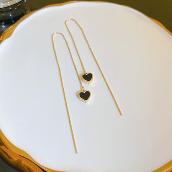 Μαύρη Heart Ear Line μακριά κρεμαστά σκουλαρίκια για γυναίκες Χρυσό χρώμα Σύρμα αυτιών τρυπώντας αξεσουάρ σκουλαρικιών Κοσμήματα Χονδρική