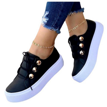 Γυναικεία παπούτσια 2024 Fashion Round Toe Platform Μέγεθος παπουτσιών 42 Casual Παπούτσια Γυναικεία Lace Up Flats Γυναικεία Loafers Zapatos Mujer
