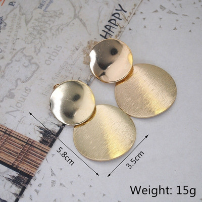 Retro pretjerane metalne upečatljive naušnice za žene Europska moda Okrugle zvijezde Kvadratne nepravilne geometrije Duge naušnice Nakit