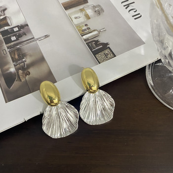 Модни златисто сребърни цветни големи метални обеци с капки за жени Геометрични неправилни ретро прости обеци Бижута Парти подарък
