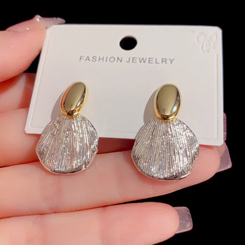 Модни златисто сребърни цветни големи метални обеци с капки за жени Геометрични неправилни ретро прости обеци Бижута Парти подарък
