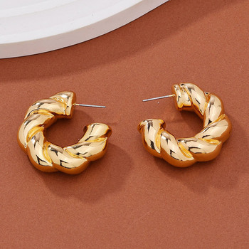 Μοντέρνα κυκλικά στριφτά σκουλαρίκι κρίκου για γυναίκες Απλή ιδιοσυγκρασία Υπερβολικό Χρυσό Χρώμα Αυτιά Καθημερινά Δώρα για κοσμήματα