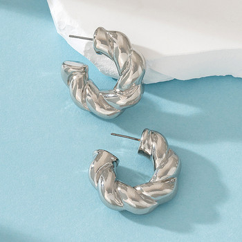 Μοντέρνα κυκλικά στριφτά σκουλαρίκι κρίκου για γυναίκες Απλή ιδιοσυγκρασία Υπερβολικό Χρυσό Χρώμα Αυτιά Καθημερινά Δώρα για κοσμήματα
