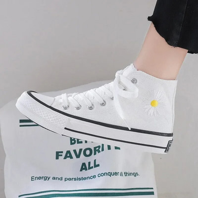Άνοιξη 2024 Νέο στυλ Κέντημα Daisy Παπούτσια Canva Γυναικεία Κορεάτικη Έκδοση Student High Top Daisy Flower Ins Επιτραπέζια παπούτσια G66