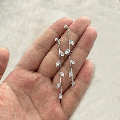 Trend hosszú drót bojt szál lánc Climb csillag szív gyöngyök medálok leejtő fülbevaló női egyenes függő fülbevaló ékszer