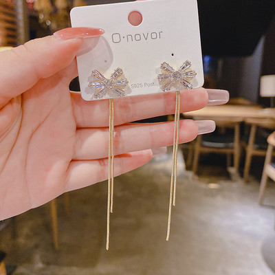 Trend hosszú drót bojt szál lánc Climb csillag szív gyöngyök medálok leejtő fülbevaló női egyenes függő fülbevaló ékszer