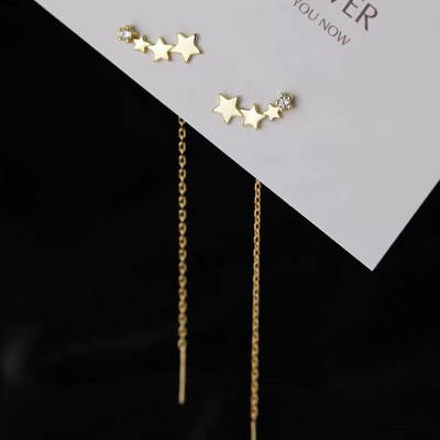 Trend hosszú drót bojt szál lánc Climb csillag szív gyöngyök medálok leejtő fülbevaló női egyenes függő fülbevaló ékszer
