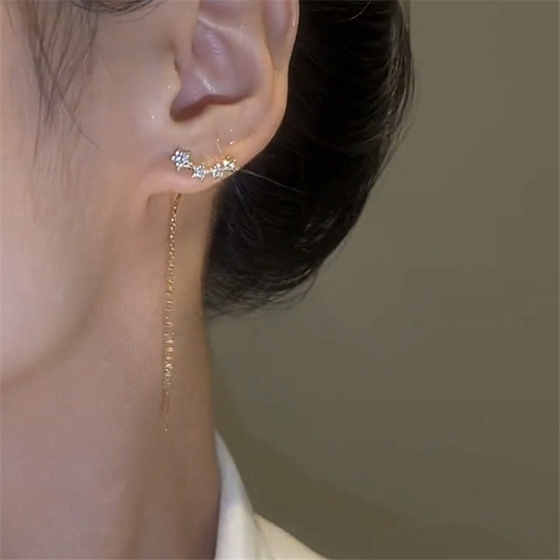 Trend hosszú drót bojt szál lánc Climb csillag szív gyöngyök medálok leejtő fülbevaló női egyenes függő fülbevaló ékszer