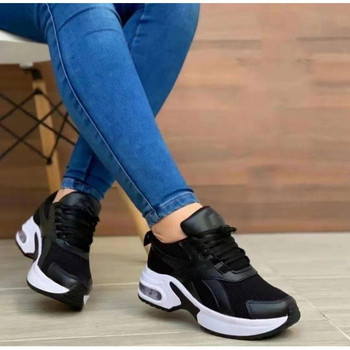 Маратонки 2024 Нова мода Клин Платформа Плюс размер Ежедневни спортни обувки Дамски мрежести обувки с връзки Дишащи дамски вулканизирани обувки