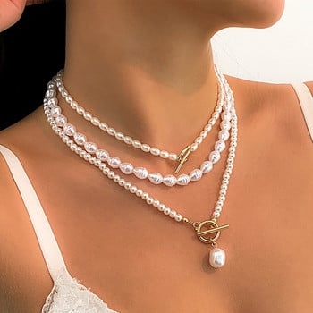 Κομψό vintage απομίμηση-μαργαριτάρι Love Heart κρεμαστό κολιέ τσόκερ Γυναικείο πανκ OT πόρπη Bead Chain Wed Κοσμήματα Y2K Αξεσουάρ