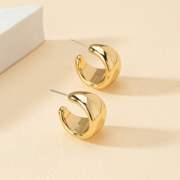 Нови златни кръгли масивни обеци за жени Леки гладки метални отворени дебели обръчи Модни модерни бижута 2023 г.