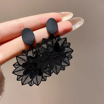 Μαύρα κρεμαστά μακριά σκουλαρίκια για γυναίκες Triangle Square Statement Drop Earrings 2024 boucle oreille femme Fashion Jewelry