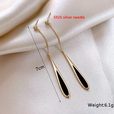 Melni piekārti gari auskari sievietēm Trīsstūrveida kvadrātveida auskari nolaižamie auskari 2024 boucle oreille femme Modes rotaslietas