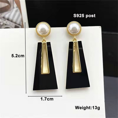 Melni piekārti gari auskari sievietēm Trīsstūrveida kvadrātveida auskari nolaižamie auskari 2024 boucle oreille femme Modes rotaslietas