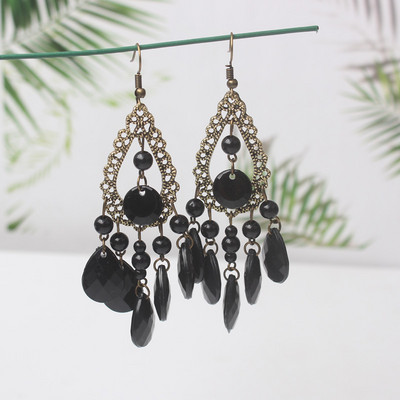 Melni piekārti gari auskari sievietēm Trīsstūrveida kvadrātveida auskari nolaižamie auskari 2024 boucle oreille femme Modes rotaslietas