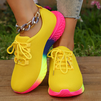 Rainbow Sole Sneakers Дамски големи размери 43 мрежести дишащи спортни обувки на платформа Дамски нехлъзгащи се обувки за тенис с връзки Zapatos Mujer