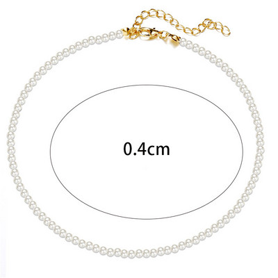 Κολιέ 4mm 5mm 6mm απομίμηση μαργαριτάρι κρεμαστό κολιέ για γυναίκες Κομψό ρομαντικό αόρατο σύρμα ψαριού Clavicle Bead γιακά κοσμήματα γάμου