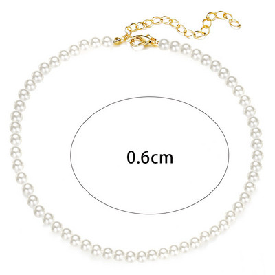 Κολιέ 4mm 5mm 6mm απομίμηση μαργαριτάρι κρεμαστό κολιέ για γυναίκες Κομψό ρομαντικό αόρατο σύρμα ψαριού Clavicle Bead γιακά κοσμήματα γάμου